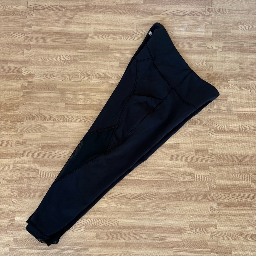 Lululemon Athletica Black Womens Leggings Mesh Yoga Workout Running Size 6 - Picture 14 of 14